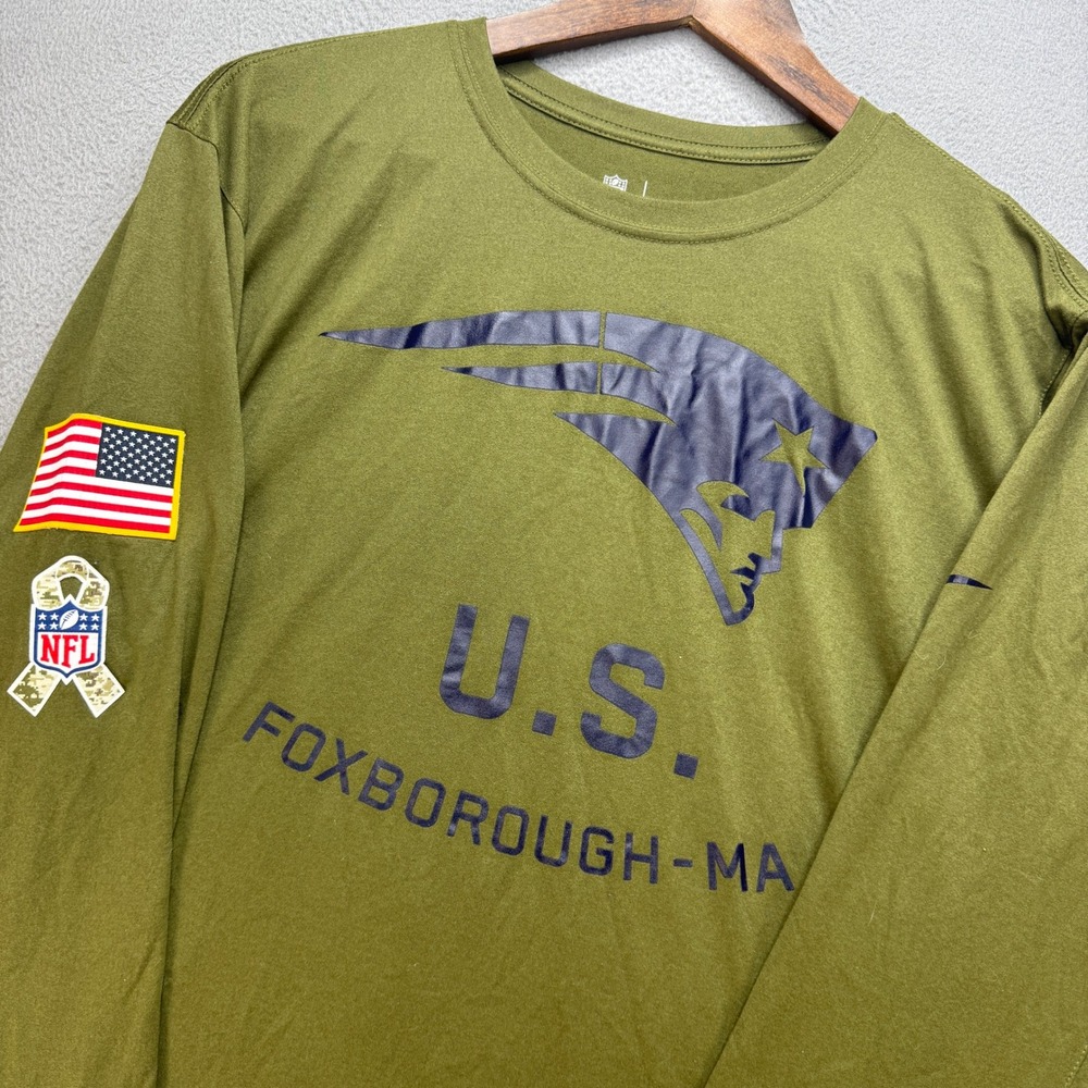 New England Patriots Nike NFL Wounded Warriors Long Sleeve Shirt Mens L Green